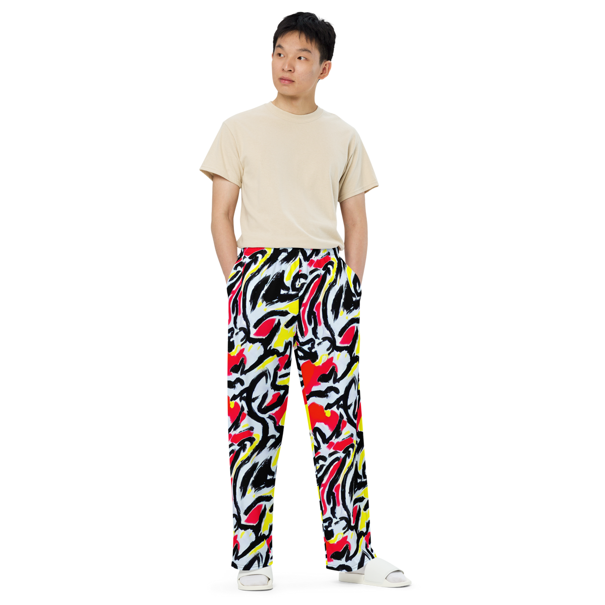 Wide-Leg Pants - Cosmic Brushstrokes