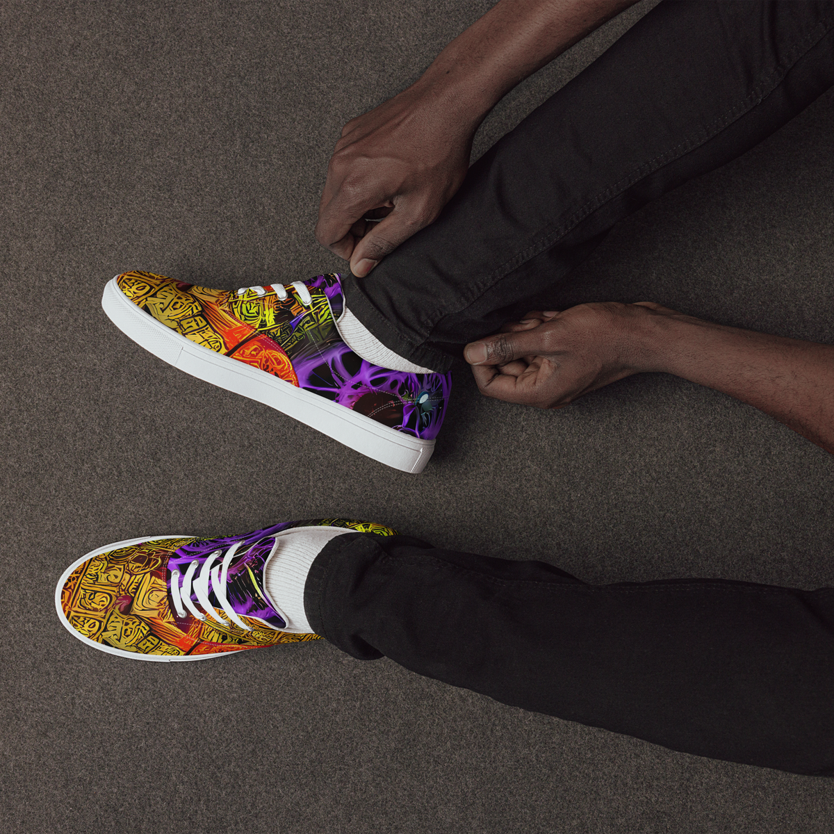 Men's Lace-Up Canvas Shoes - Neon Glyphworks