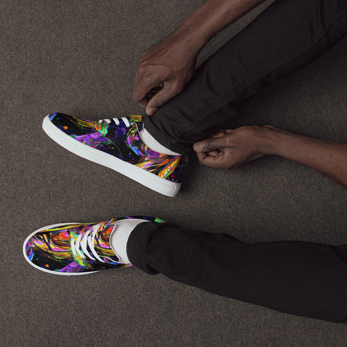 Men's Lace-Up Canvas Shoes - Galactic Flamenco