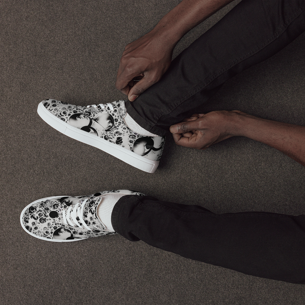 Men's Lace-Up Canvas Shoes - Crater Swirl