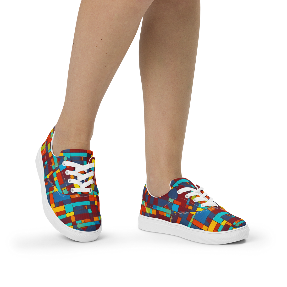 Women's Lace-Up Canvas Shoes - Astral Grid
