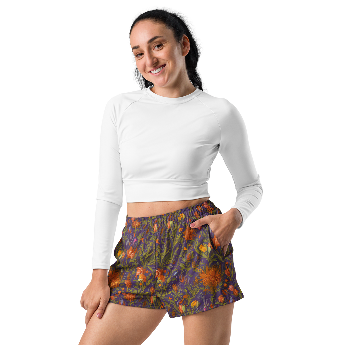 Women’s Athletic Shorts - Botanical Nebula