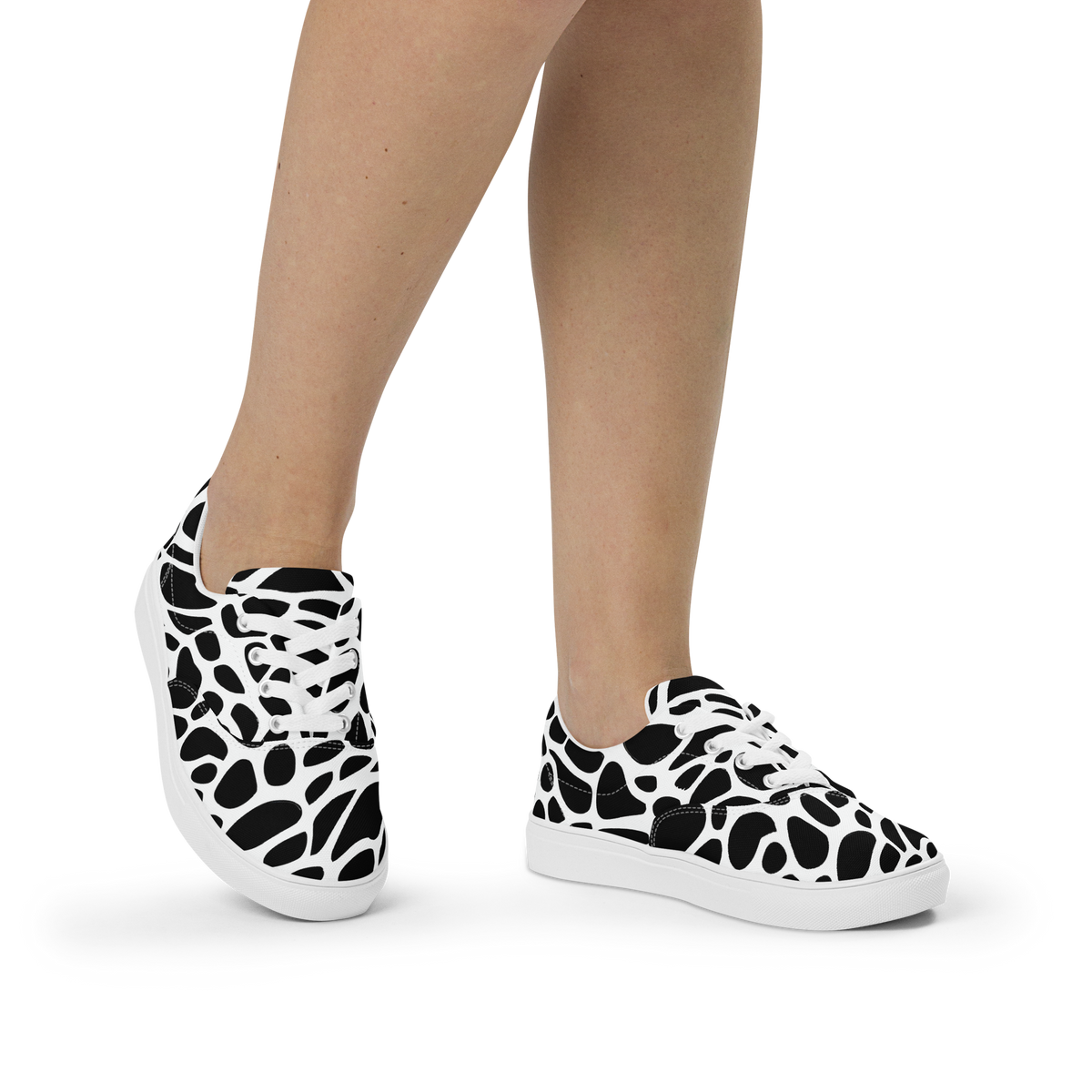 Women's Lace-Up Canvas Shoes - Monochrome Mystique