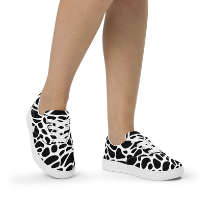 Women's Lace-Up Canvas Shoes - Monochrome Mystique