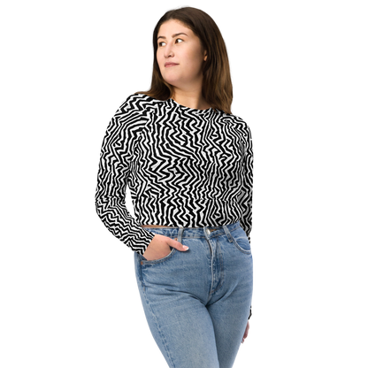Long Sleeve Crop Top - Static Swirl