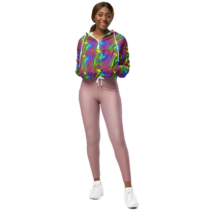 Women's Cropped Windbreaker - Prismatic Web