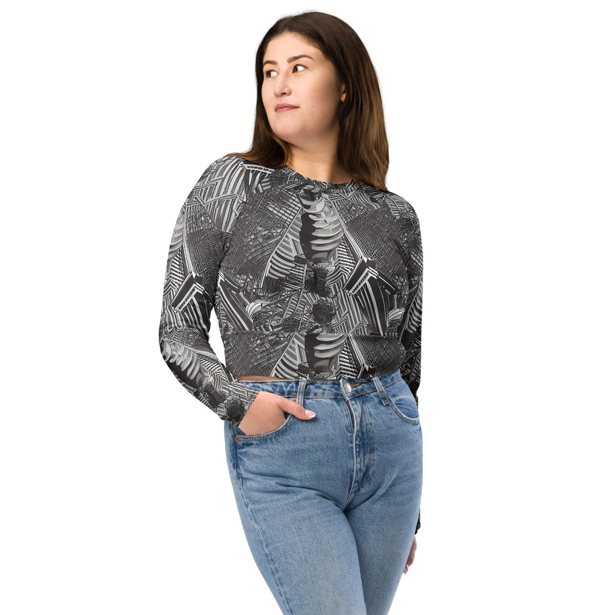 Long Sleeve Crop Top - Piranesi's Web