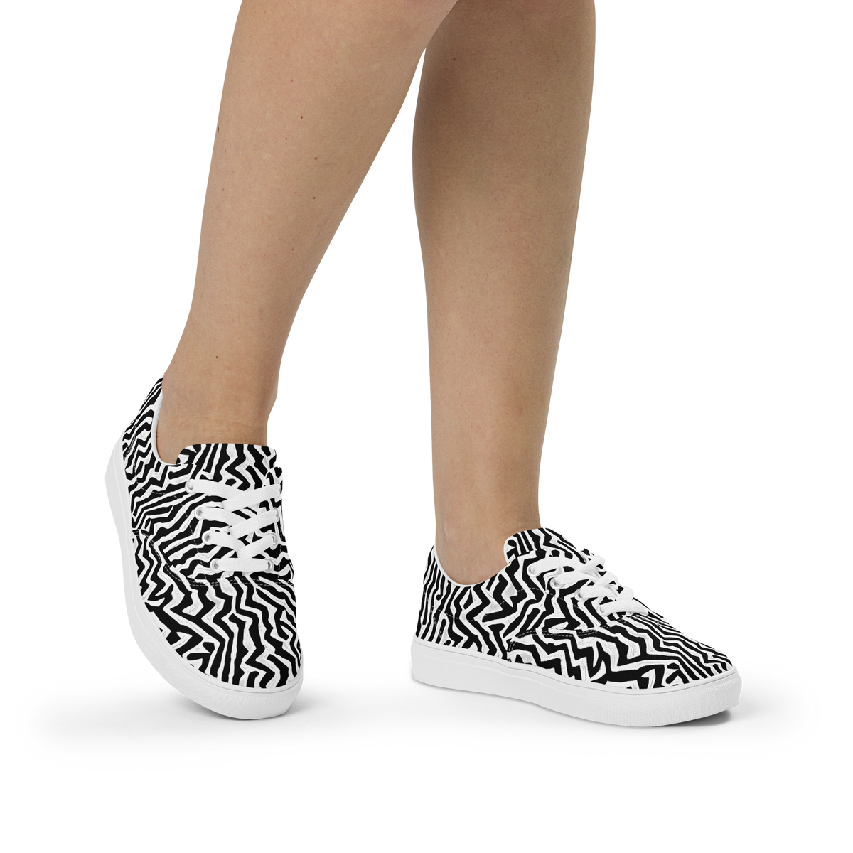 Women's Lace-Up Canvas Shoes - Static Swirl