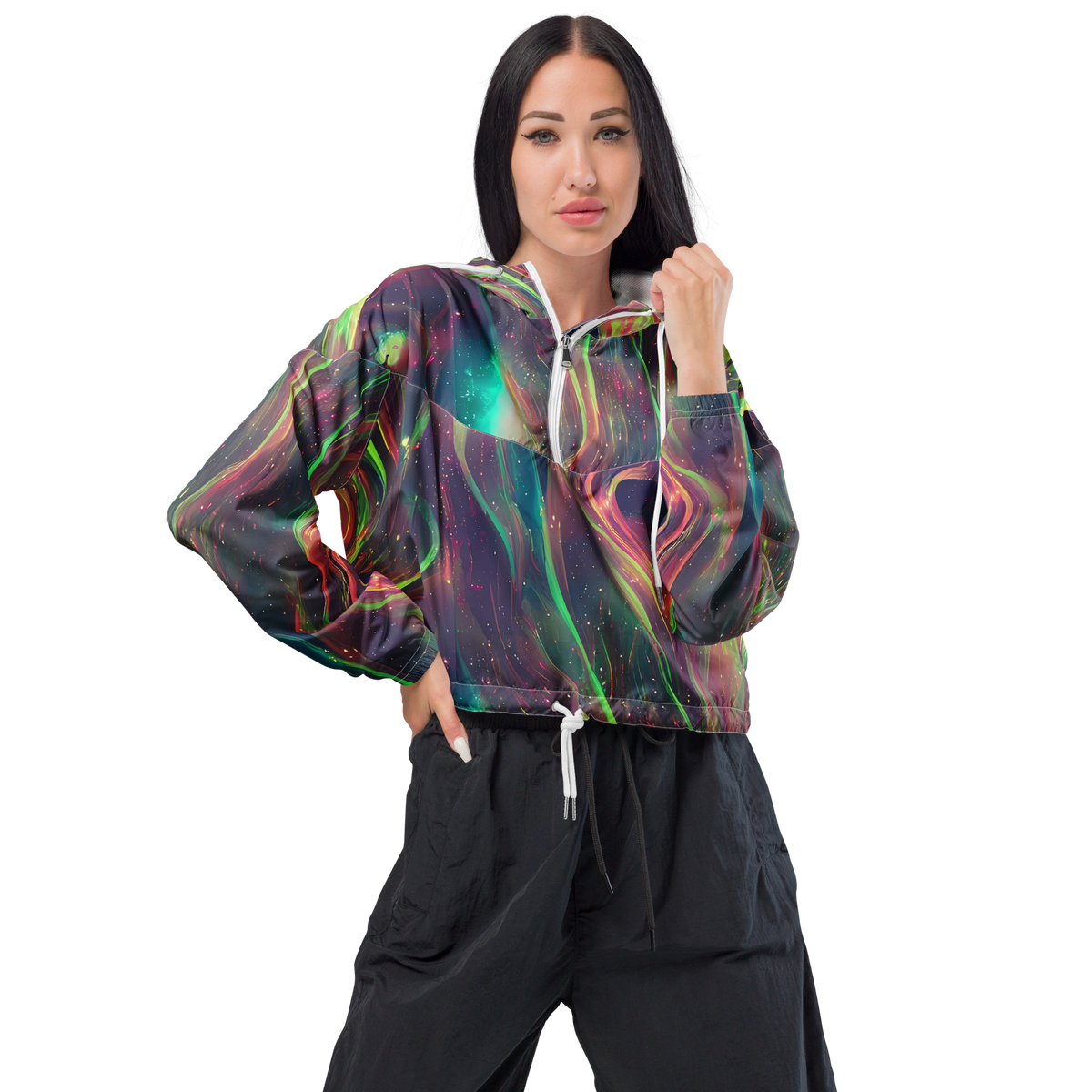 Women's Cropped Windbreaker - Temple Wave