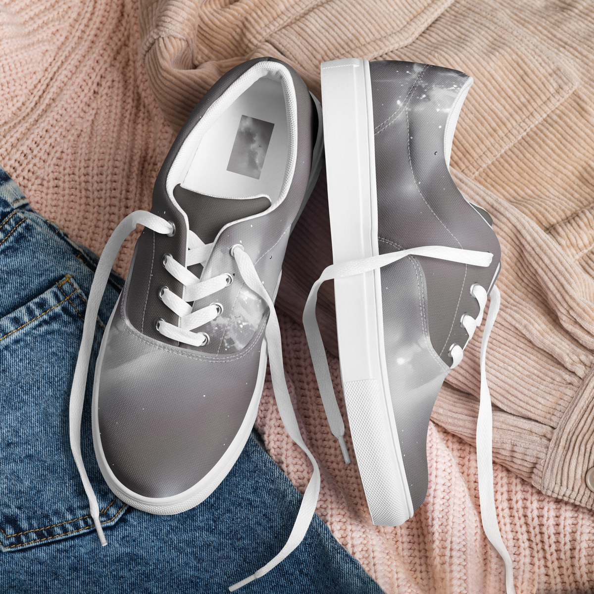 Women's Lace-Up Canvas Shoes - Silver Nebula