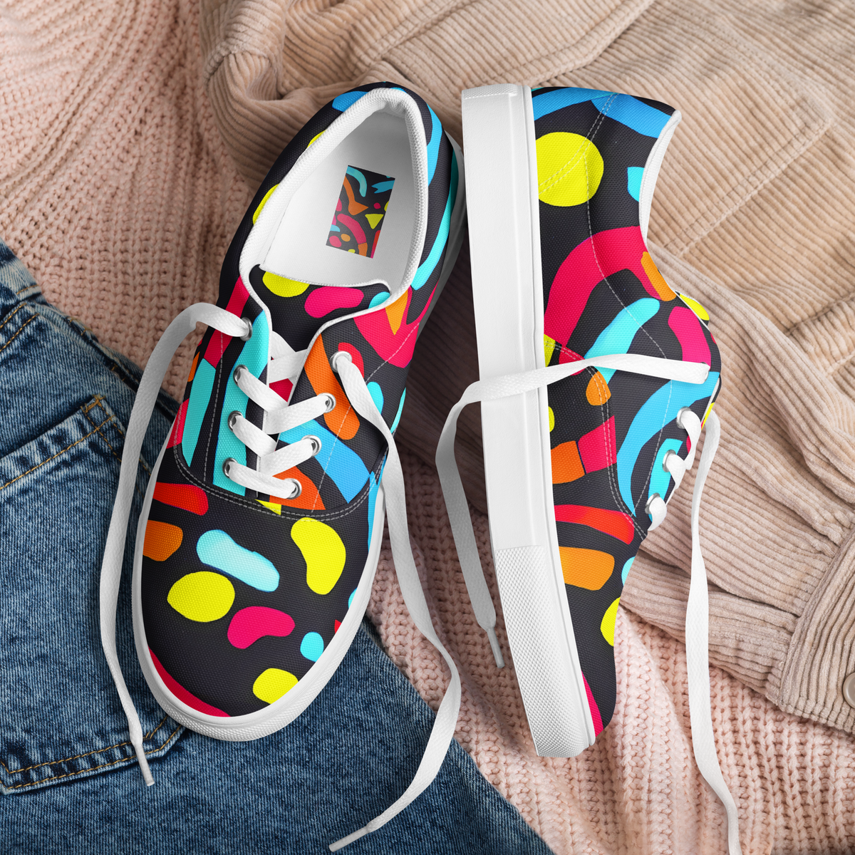 Women's Lace-Up Canvas Shoes - Midnight Stream