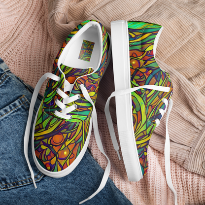 Women's Lace-Up Canvas Shoes - Cosmic Garden