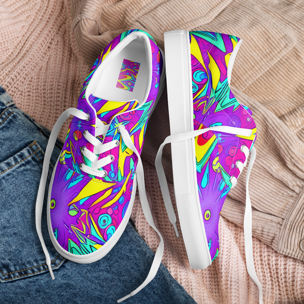Women's Lace-Up Canvas Shoes - Nebula Radiance
