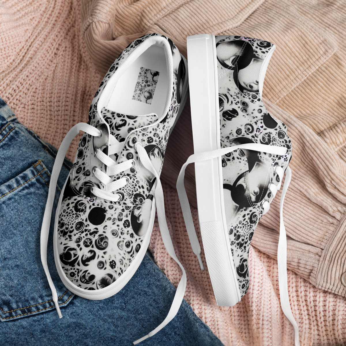 Women's Lace-Up Canvas Shoes - Crater Swirl