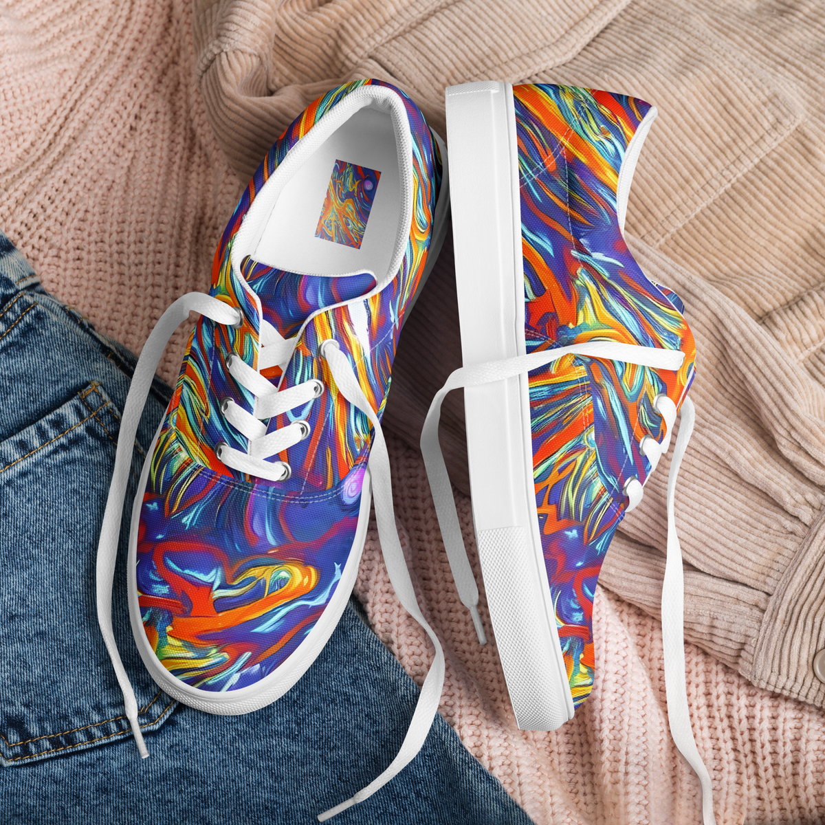 Women's Lace-Up Canvas Shoes - Galactic Ember