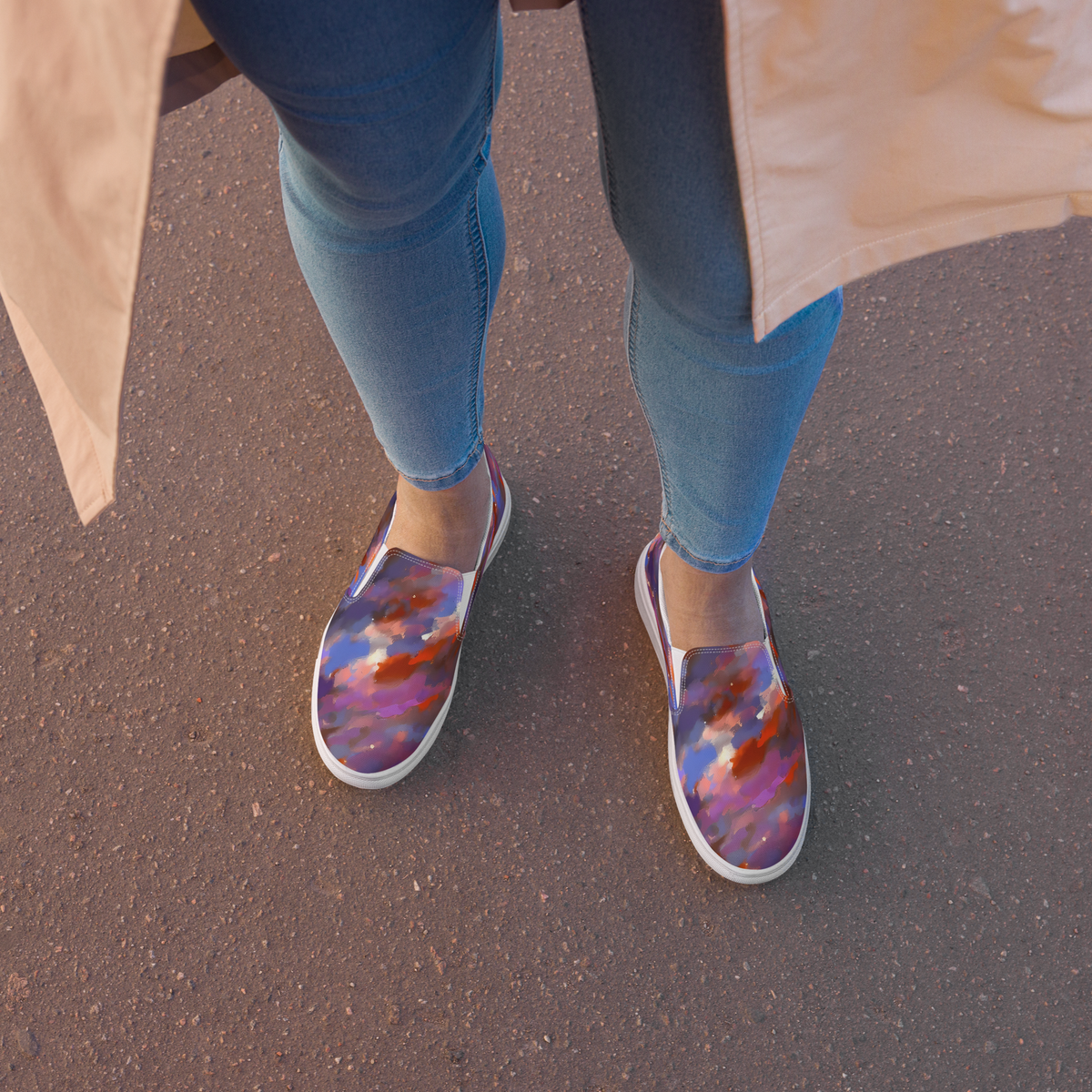 Women's Slip-On Canvas Shoes - Celestial Brushstroke