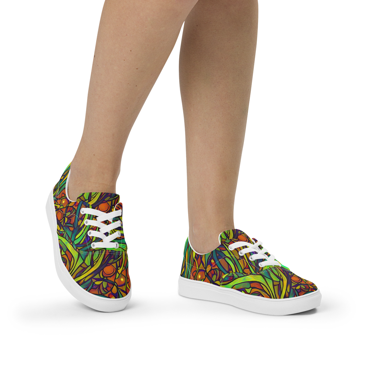 Women's Lace-Up Canvas Shoes - Cosmic Garden