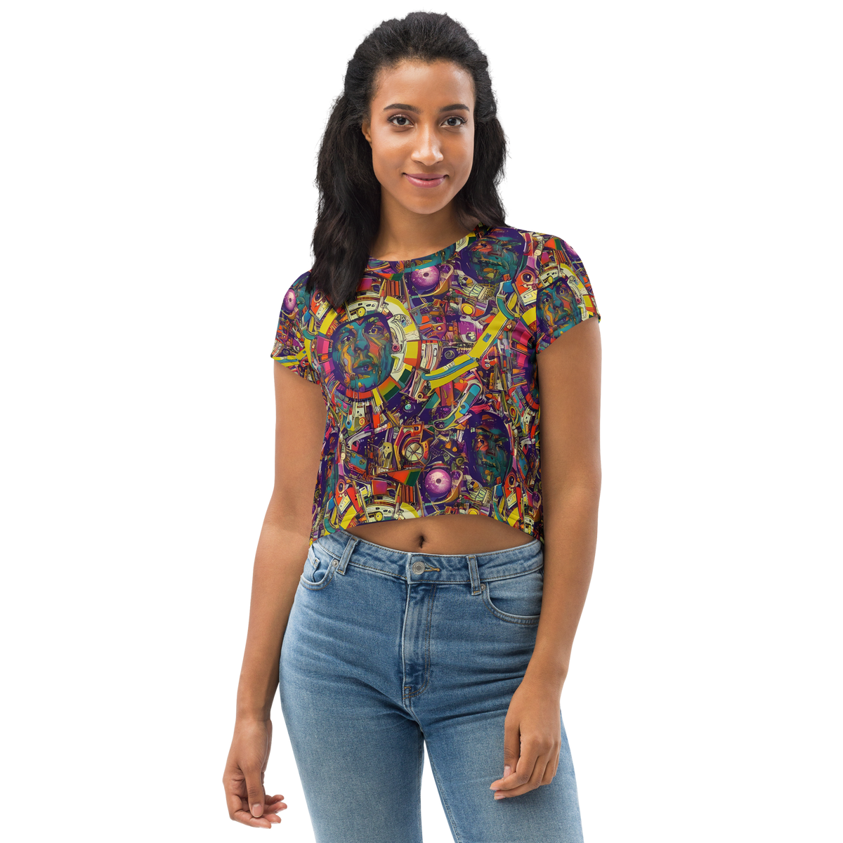 Women's Crop Tee - Cosmic Collage