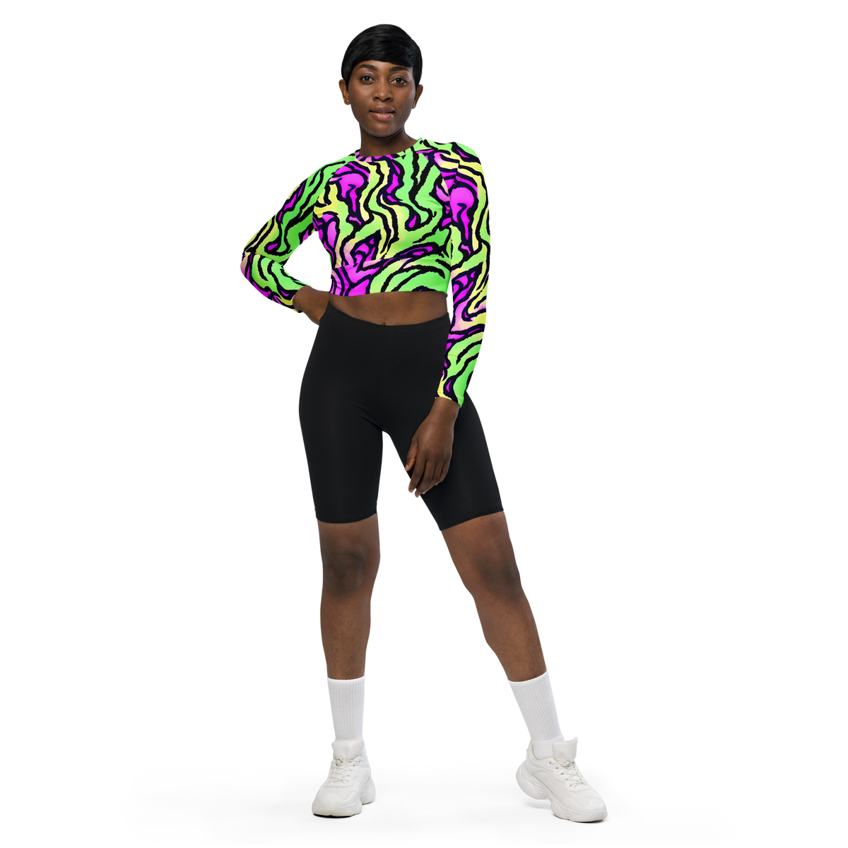 Long Sleeve Crop Top - Mintchine Maze