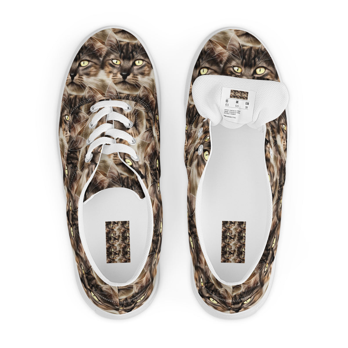 Men's Lace-Up Canvas Shoes - Feline Reverie