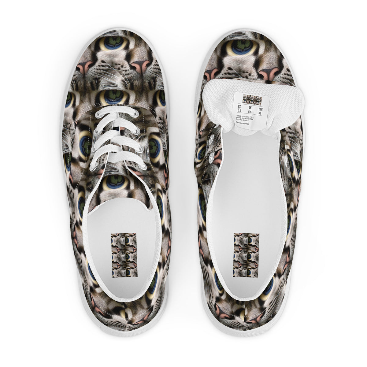 Women's Lace-Up Canvas Shoes - Feline Mirage