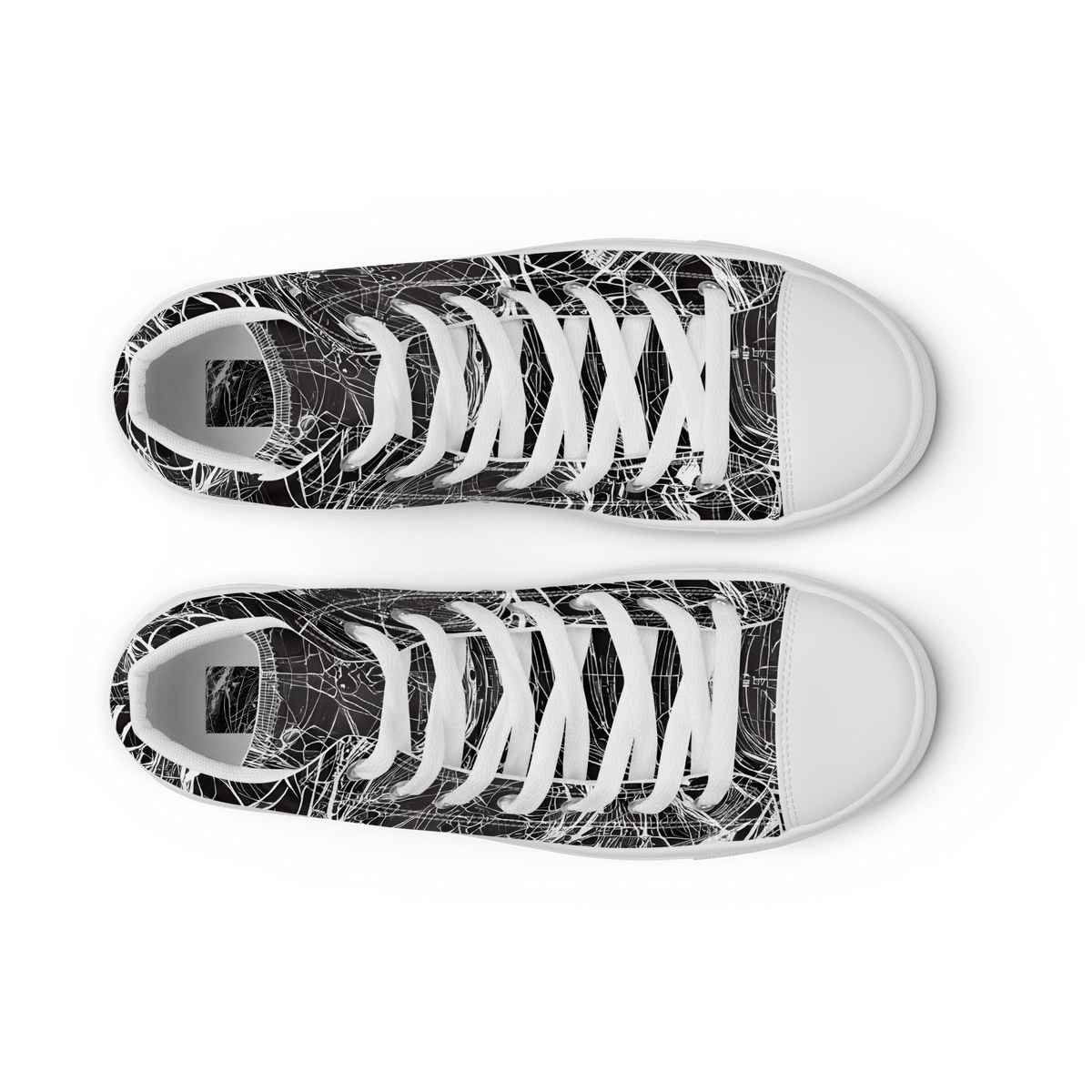 Men's High Top Canvas Shoes - Nexus of Lines