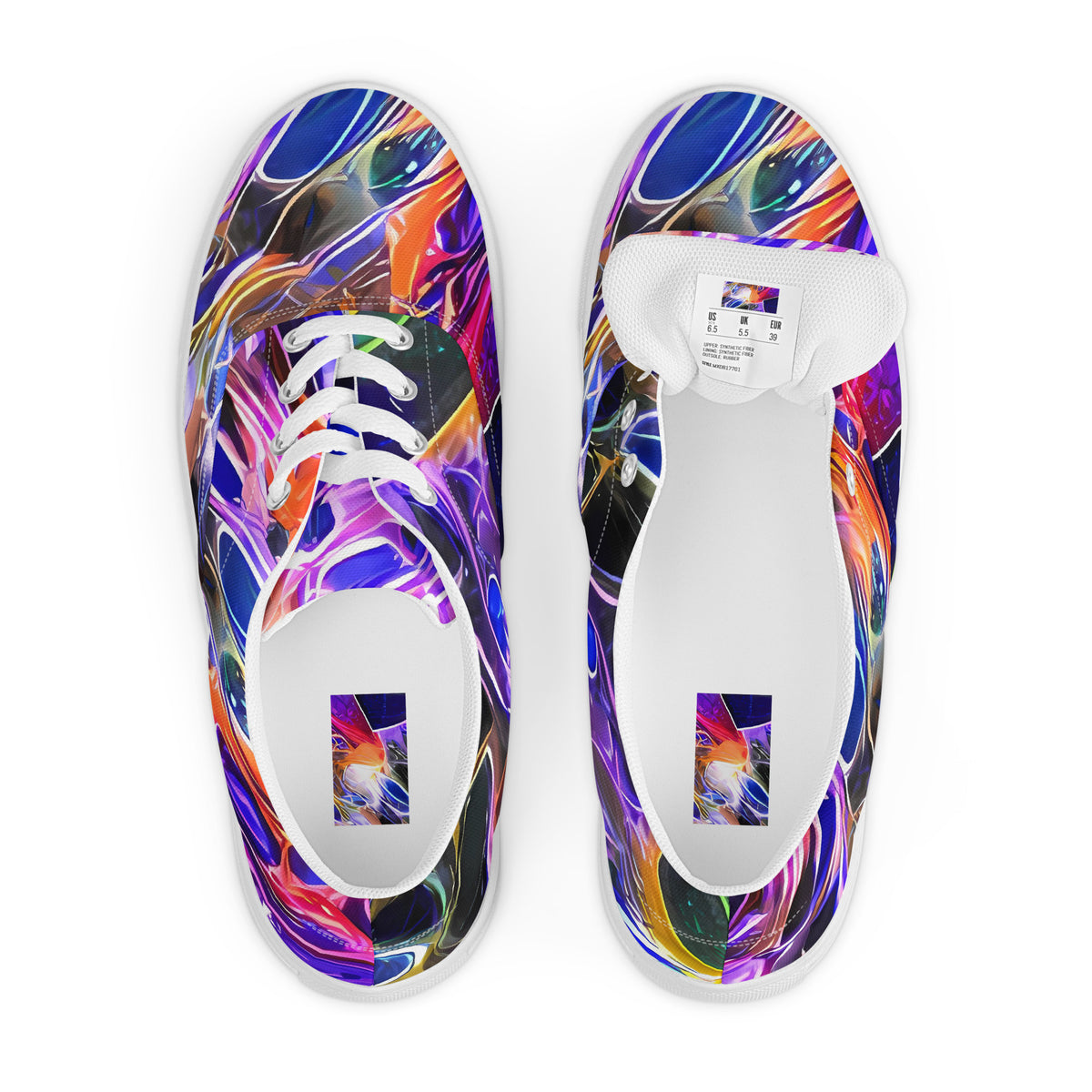 Men's Lace-Up Canvas Shoes - Neon Orbits
