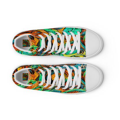 Men's High Top Canvas Shoes - Flaming Mirage