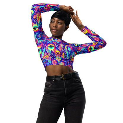 Long Sleeve Crop Top - Mystic Petal Dance