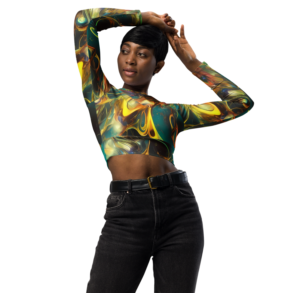 Long Sleeve Crop Top - Elegant Whirl