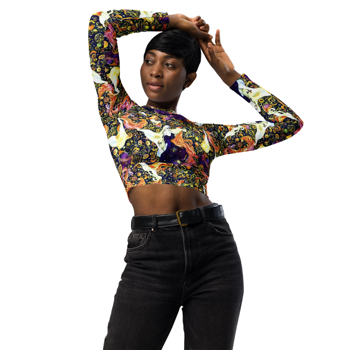 Long Sleeve Crop Top - Ethereal Waltz