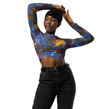 Long Sleeve Crop Top - Abstract Conflux
