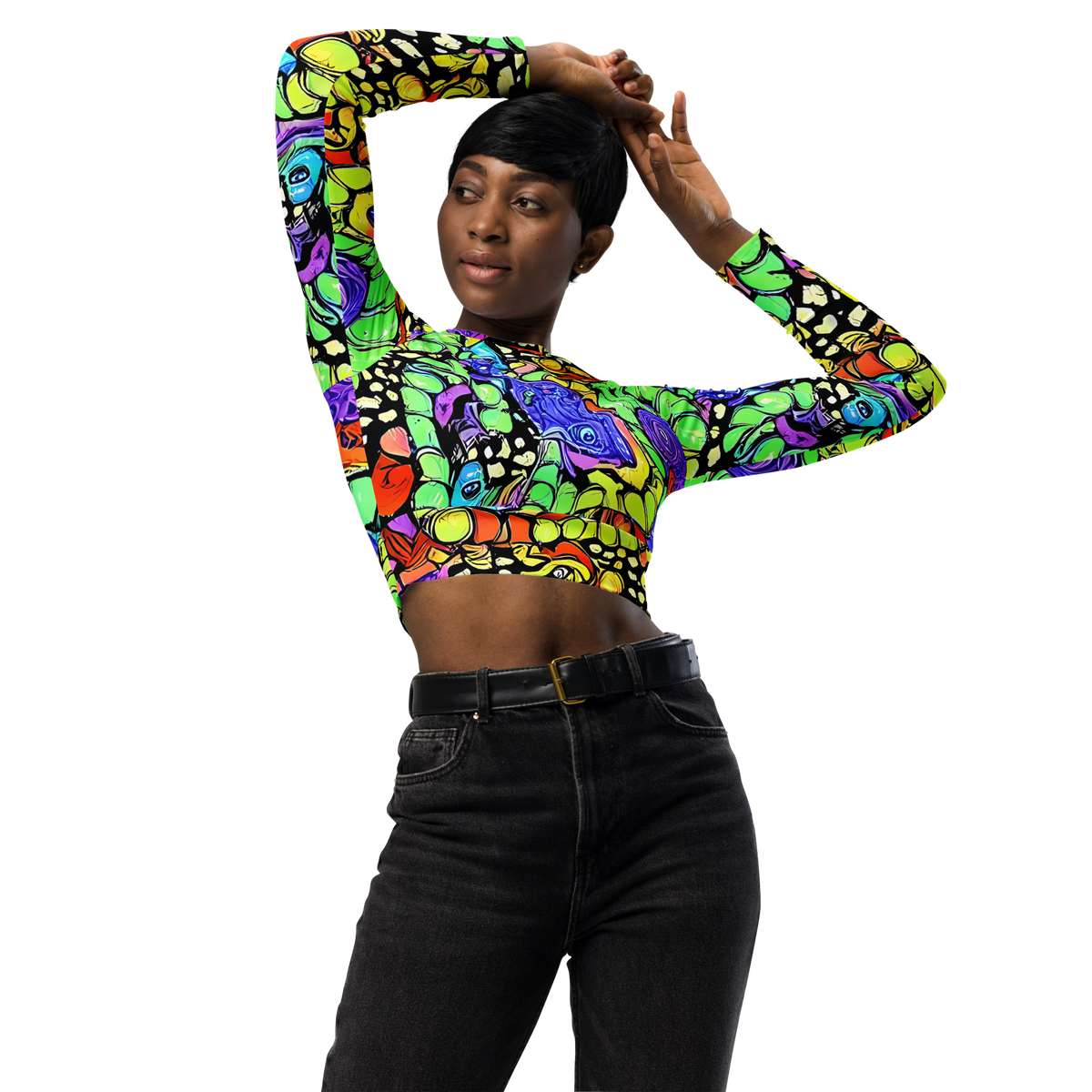 Long Sleeve Crop Top - Frostwork Fantasy