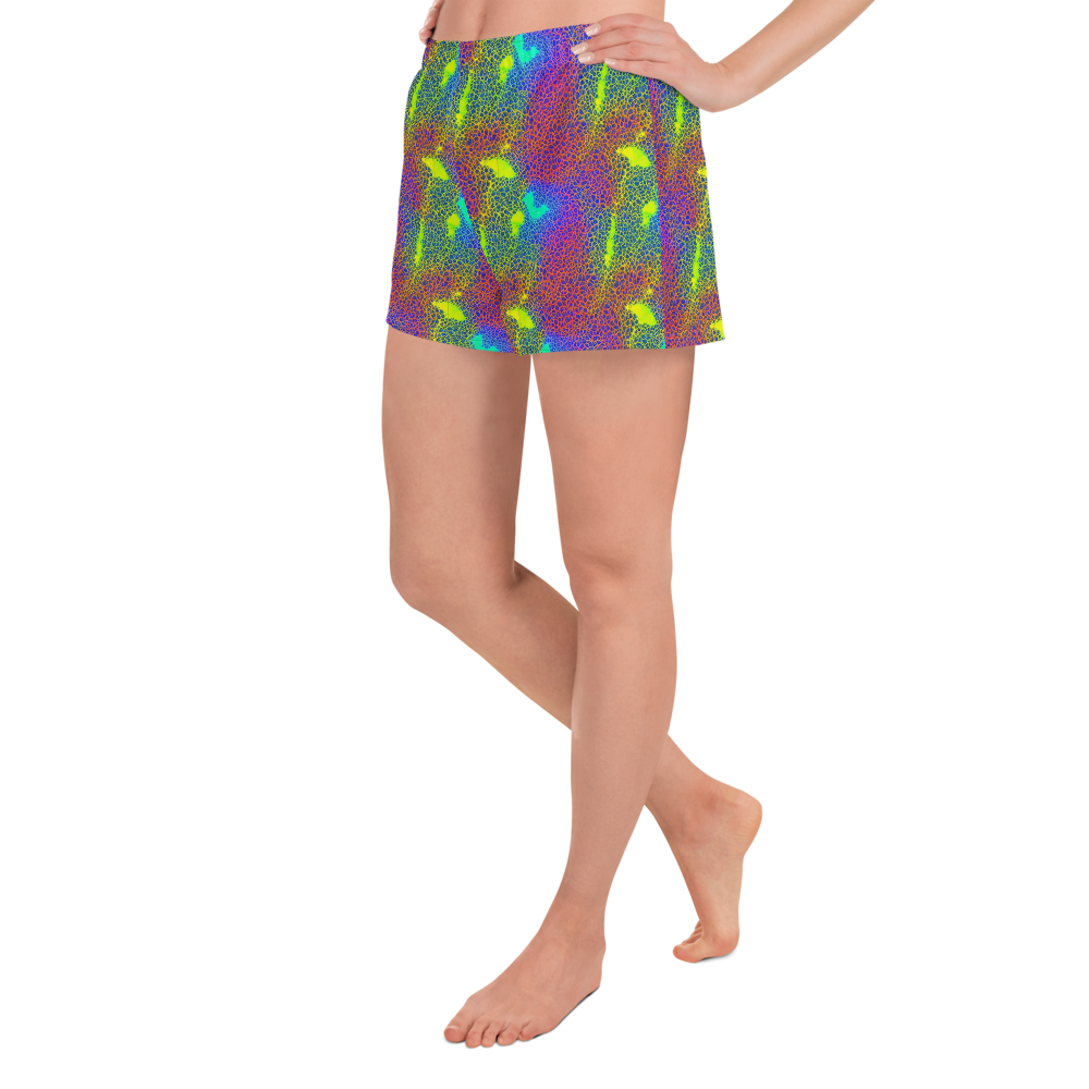 Women’s Athletic Shorts - Prismatic Web