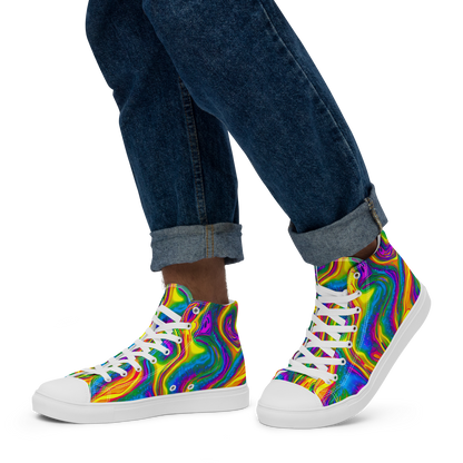 Men's High Top Canvas Shoes - Electric Aurora