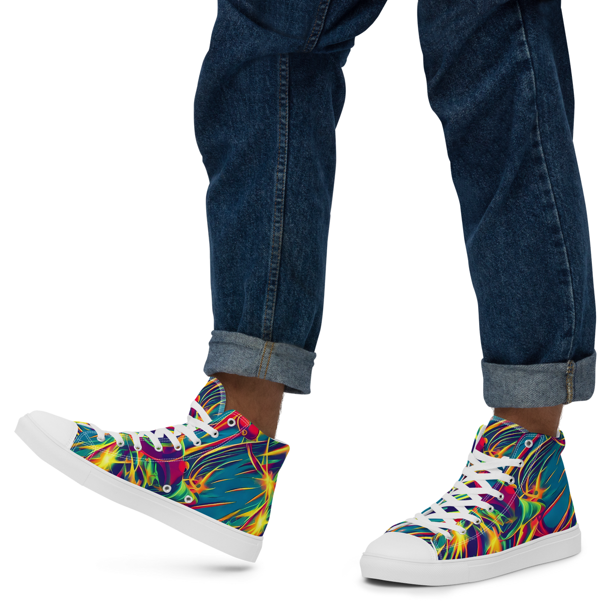 Men's High Top Canvas Shoes - Cosmic Inferno