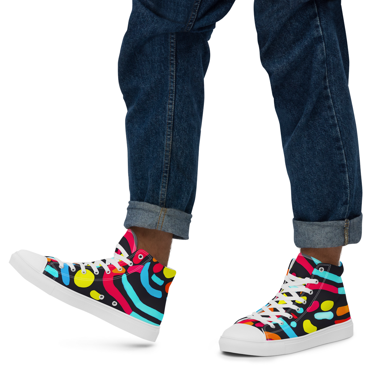 Men's High Top Canvas Shoes - Midnight Stream