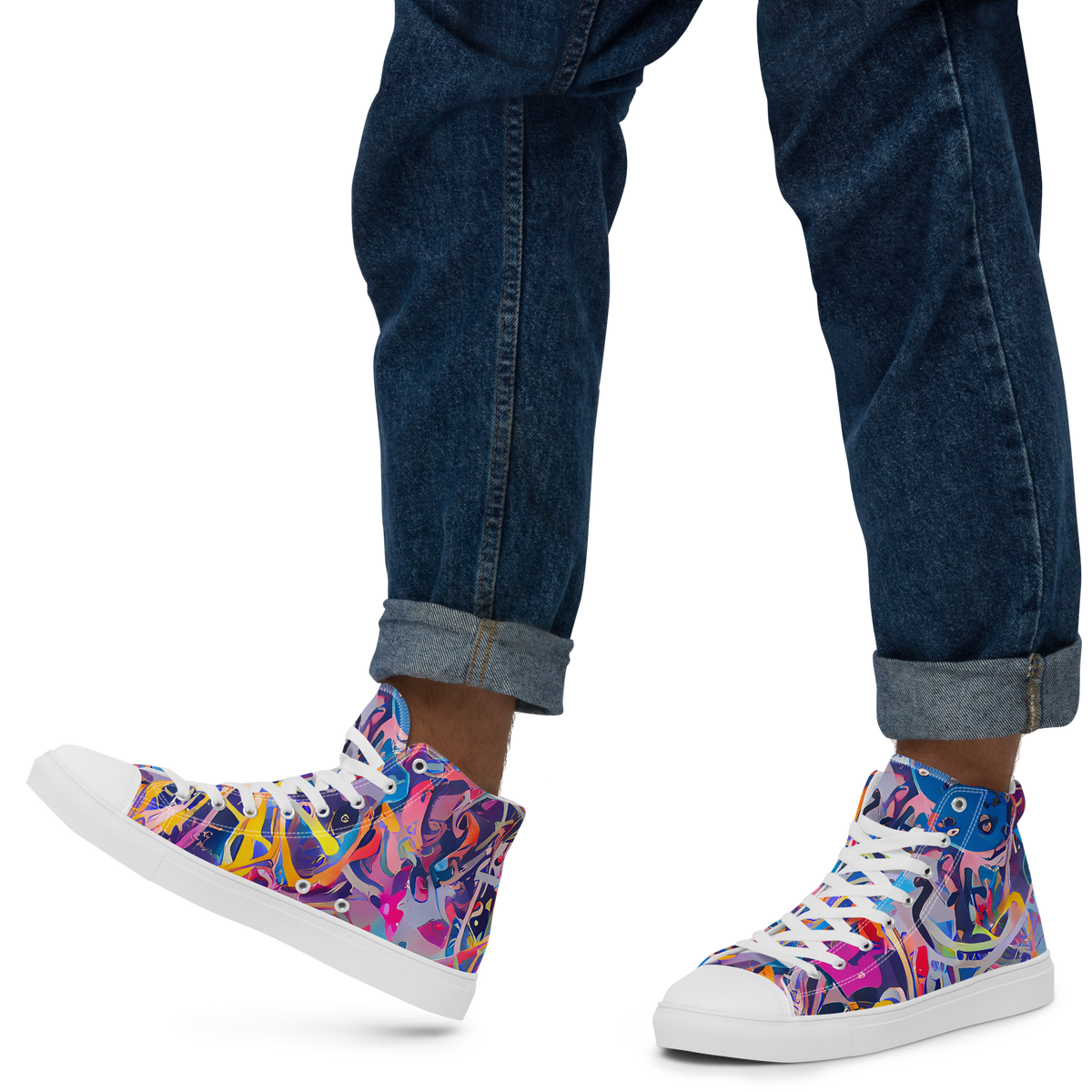 Men's High Top Canvas Shoes - Vibrant Fusion