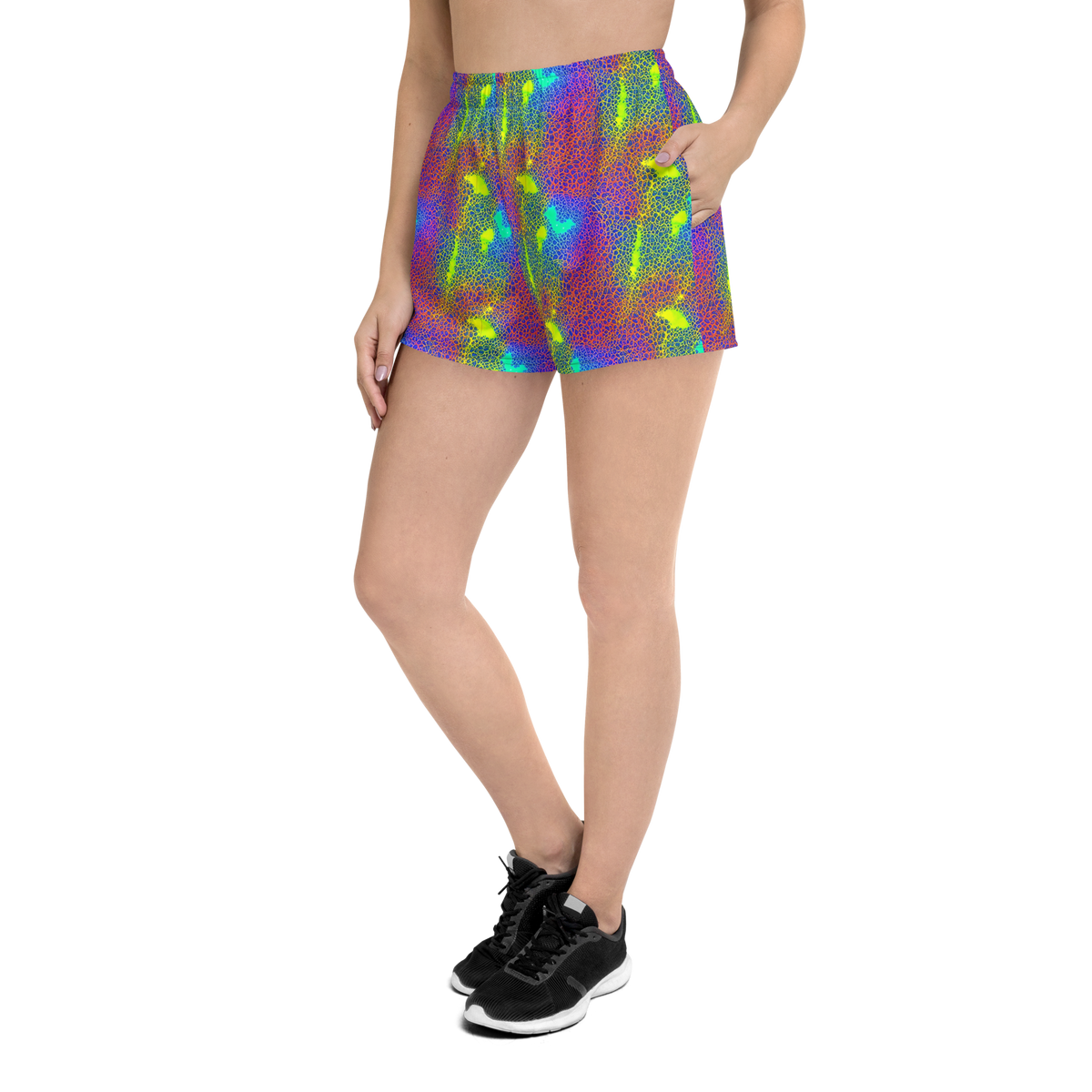 Women’s Athletic Shorts - Prismatic Web