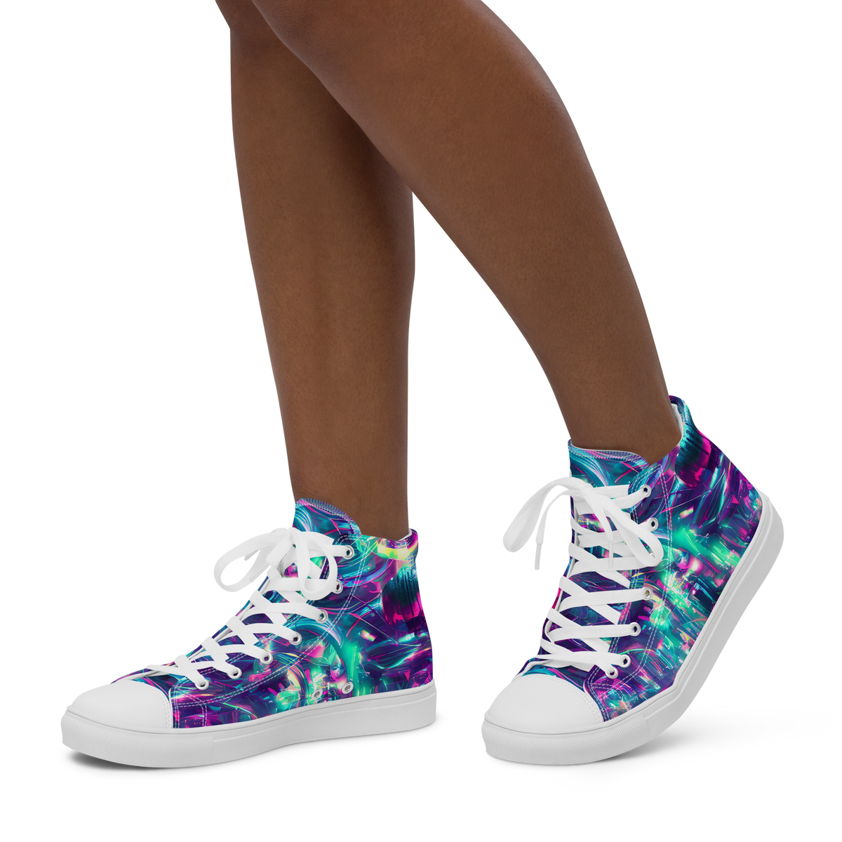 Women's High Top Canvas Shoes - Synthwave Surge