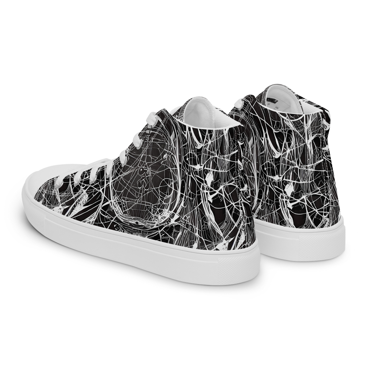 Men's High Top Canvas Shoes - Nexus of Lines