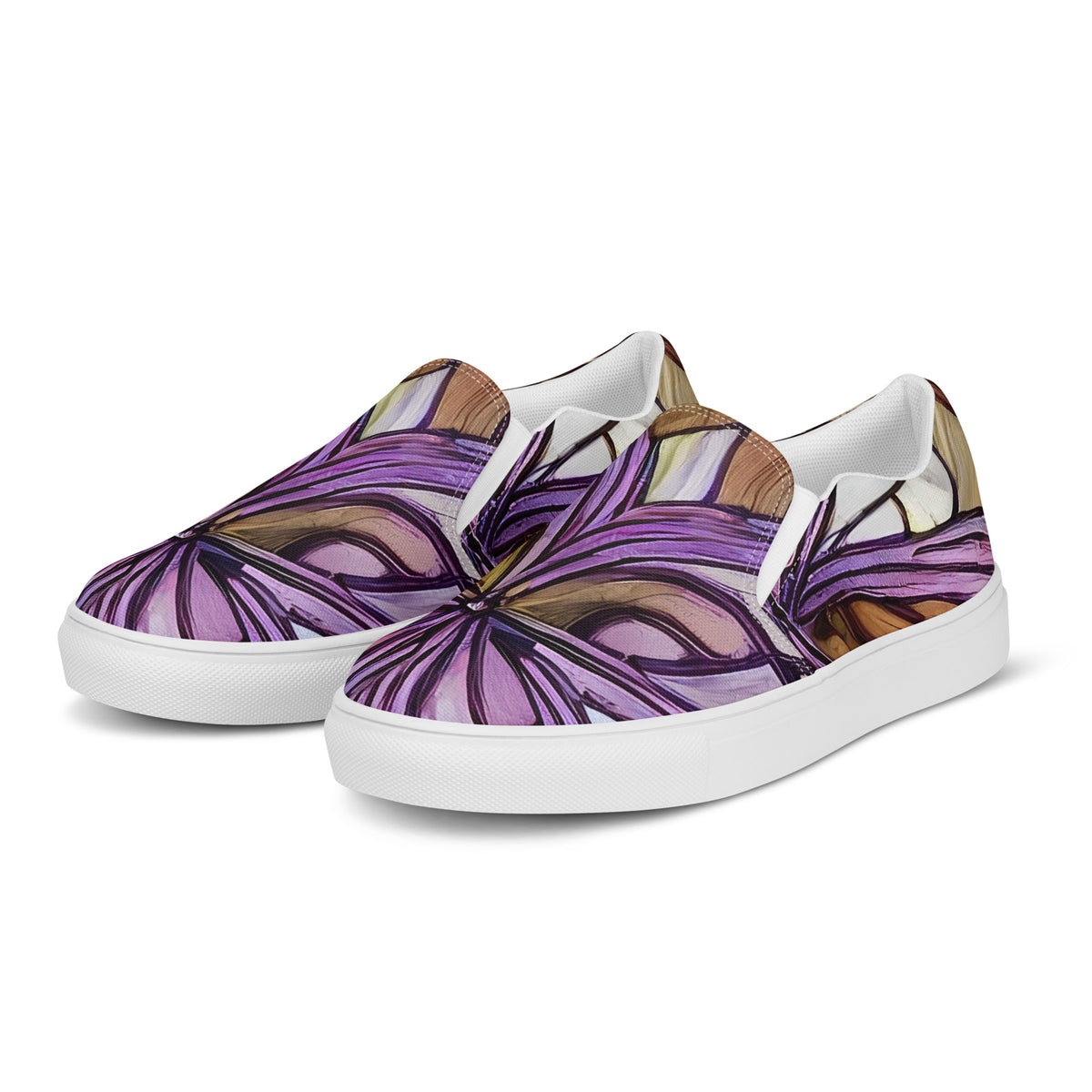Men's Slip-On Canvas Shoes - Stained Glass Whirl