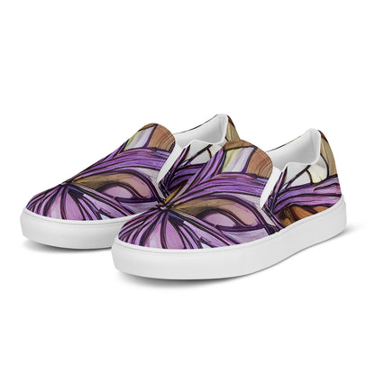 Men's Slip-On Canvas Shoes - Stained Glass Whirl