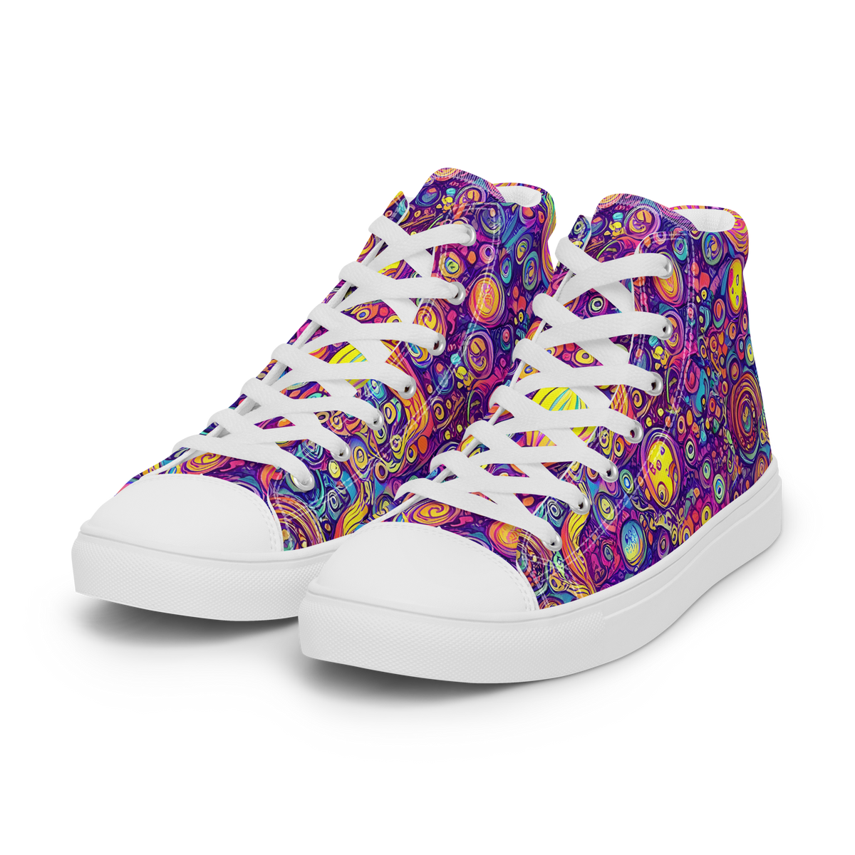 Men's High Top Canvas Shoes - Festival of Whimsy