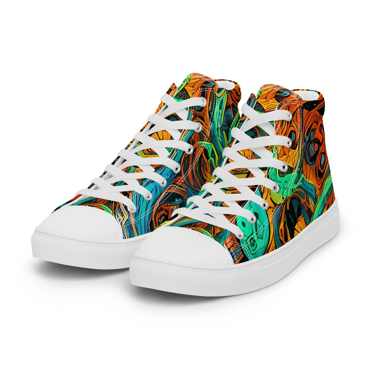 Men's High Top Canvas Shoes - Flaming Mirage
