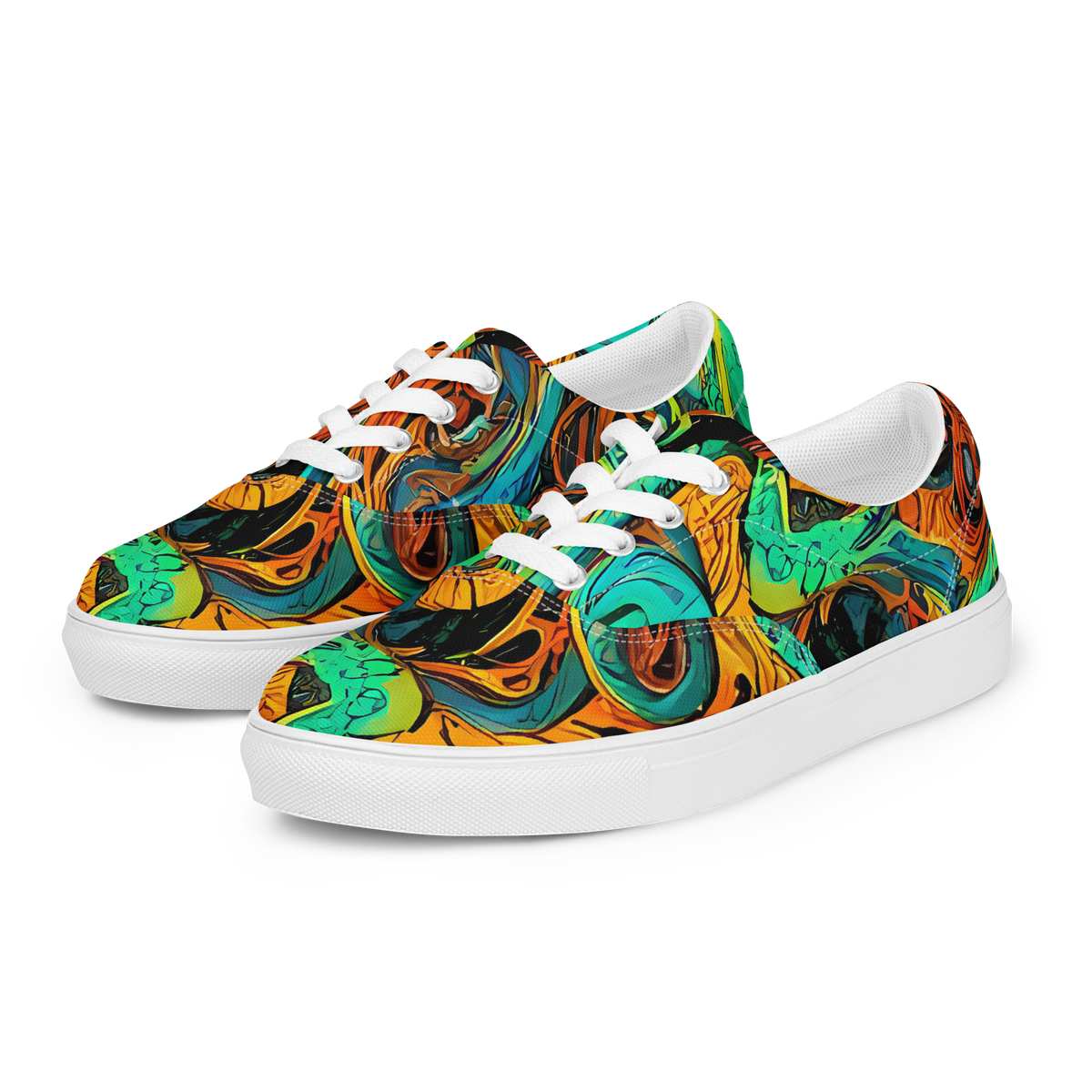 Men's Lace-Up Canvas Shoes - Flaming Mirage