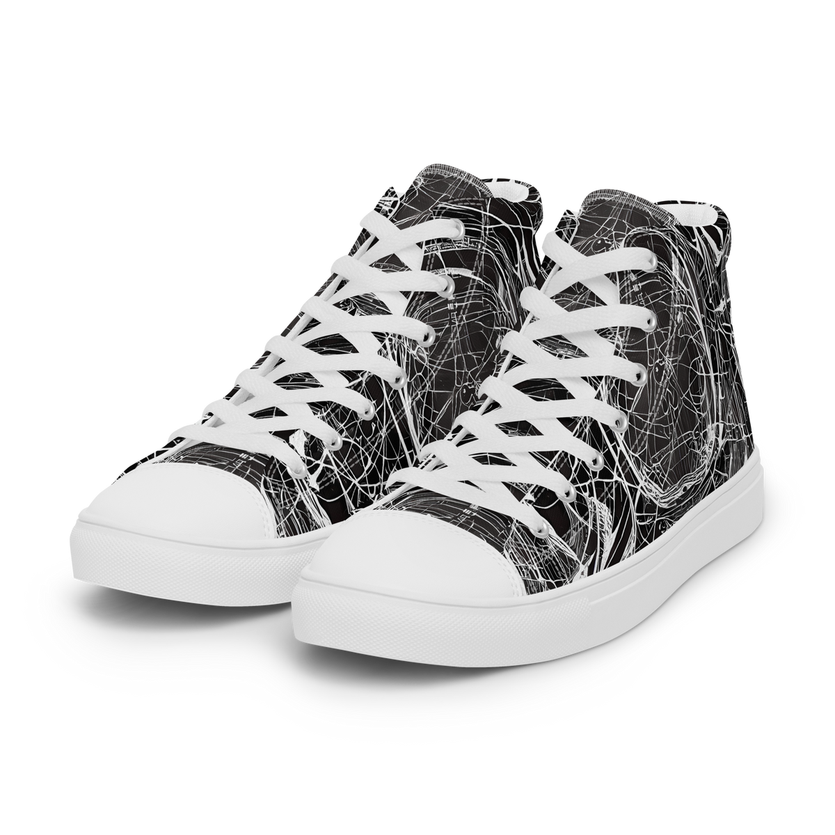 Men's High Top Canvas Shoes - Nexus of Lines