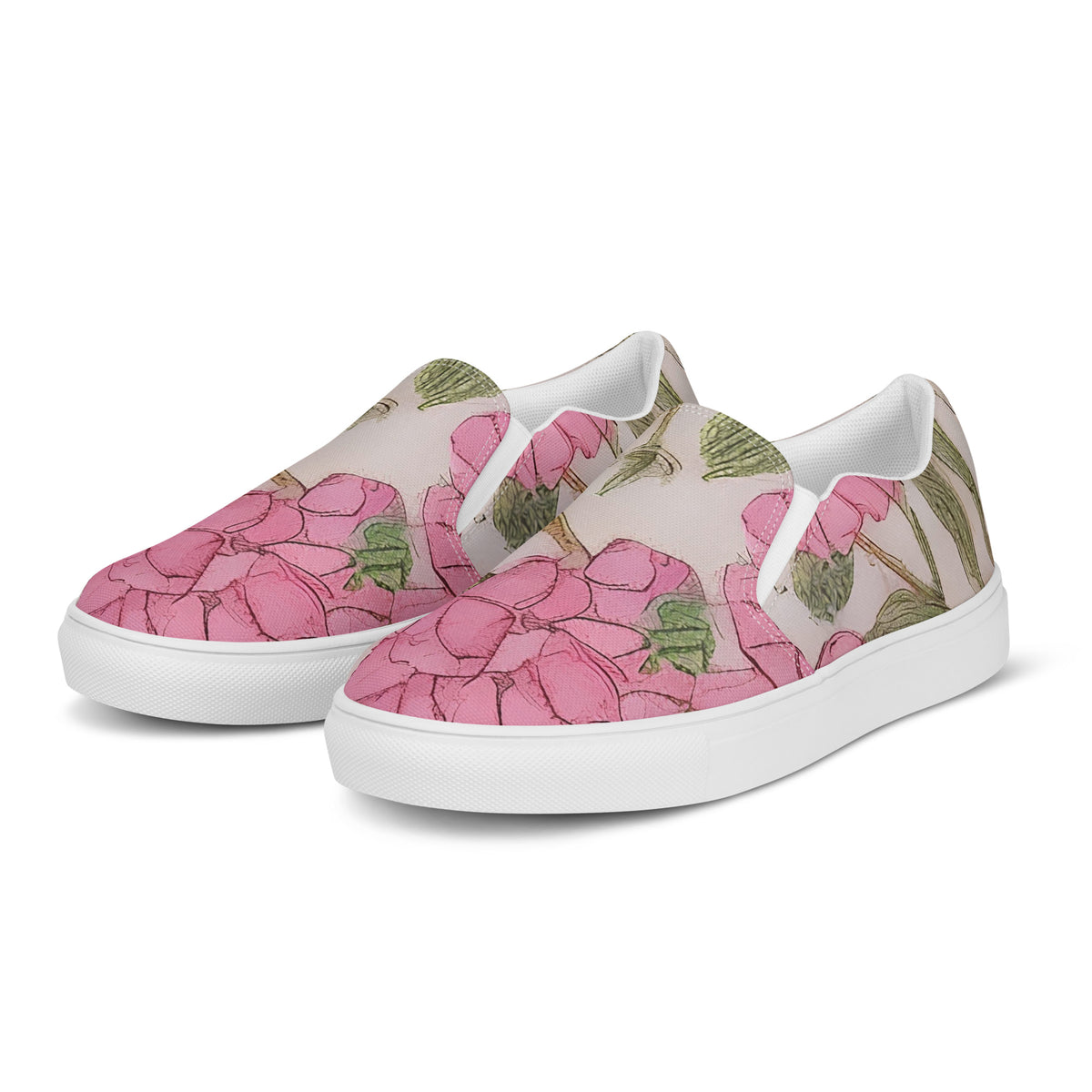 Men's Slip-On Canvas Shoes - Blossom Symphony