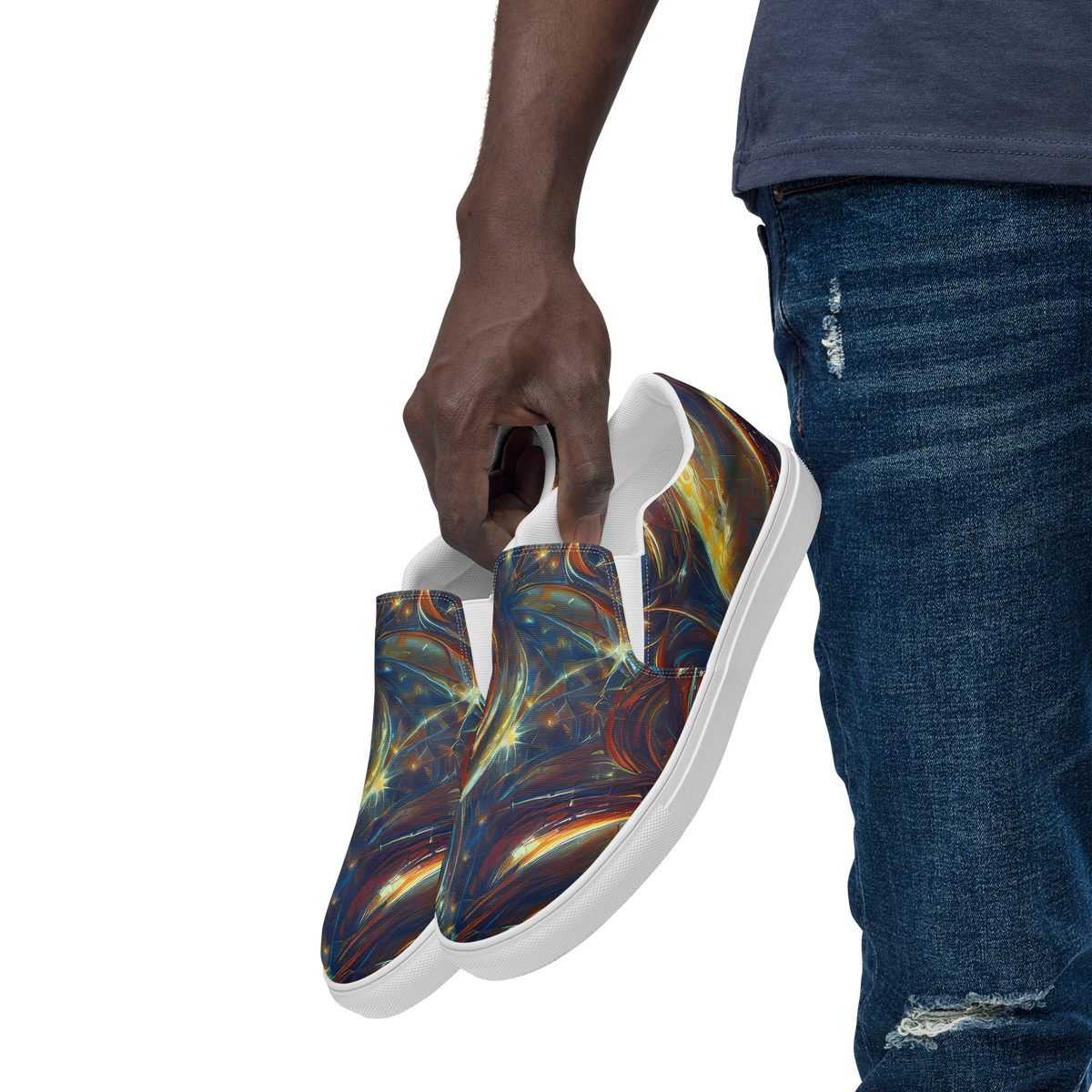Men's Slip-On Canvas Shoes - Celestial Vortex