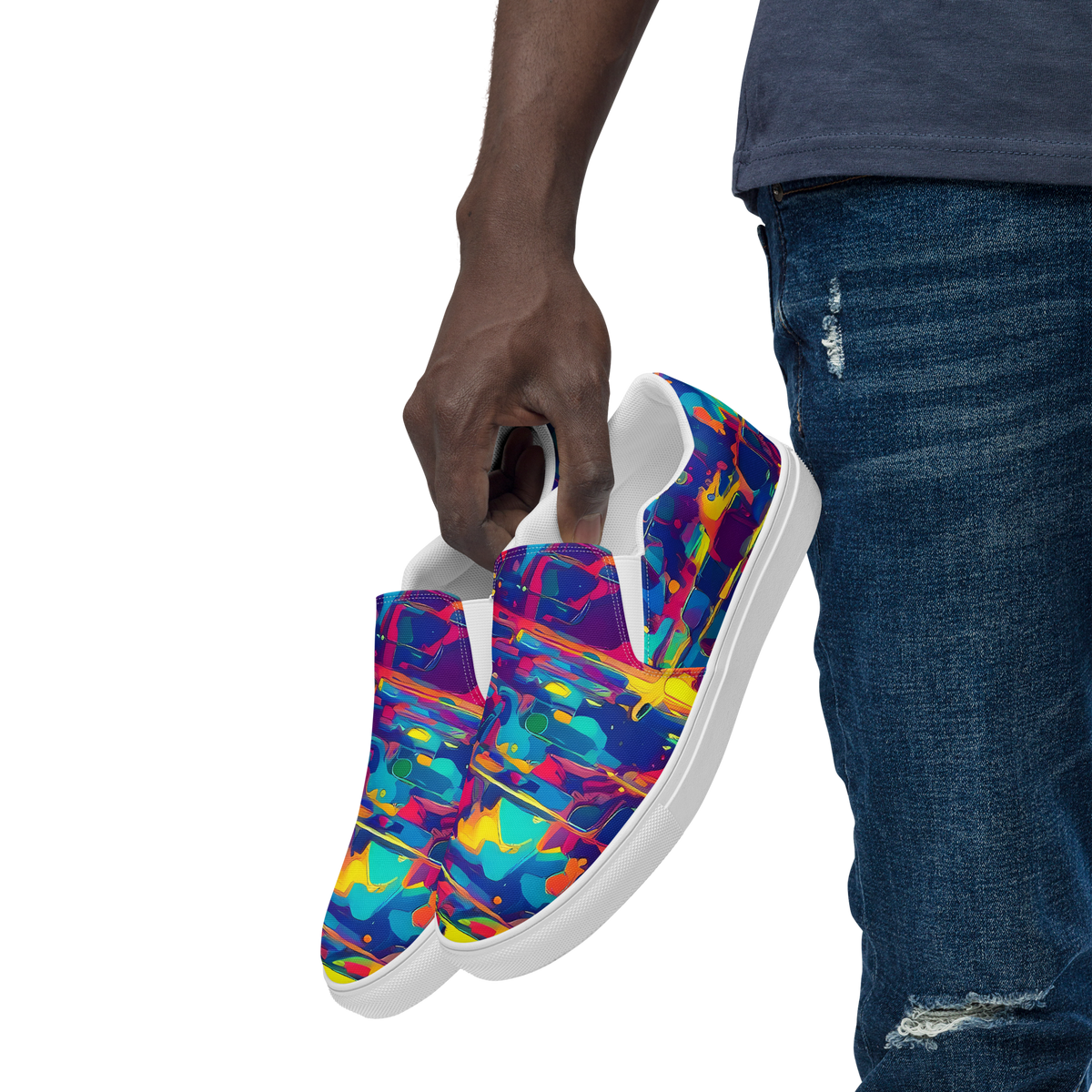 Men's Slip-On Canvas Shoes - Spectrum Streaks